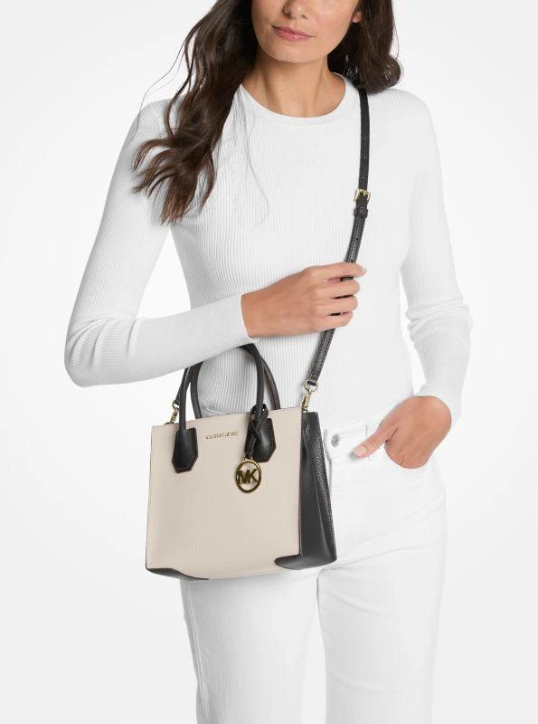 Michael Kors Mercer Medium Two-Tone Pebbled Leather Crossbody Bag 3