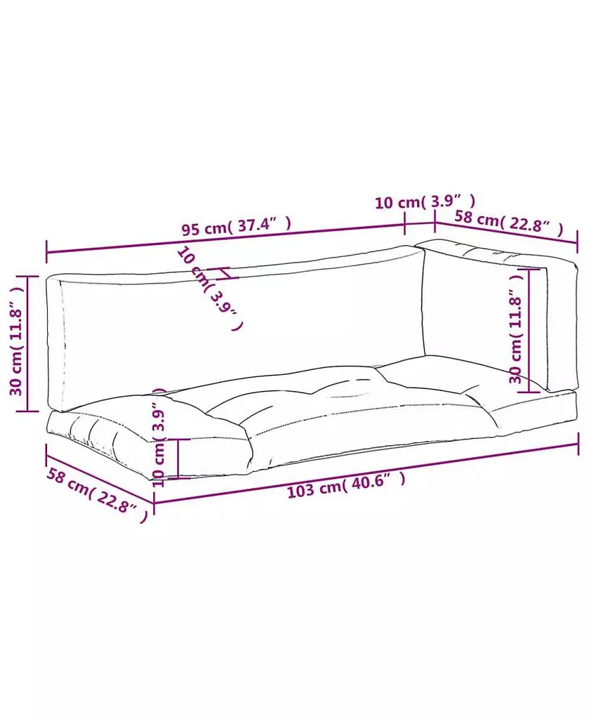 vidaXL Pallet Cushion Set of 3 Red 100% polyester Regular