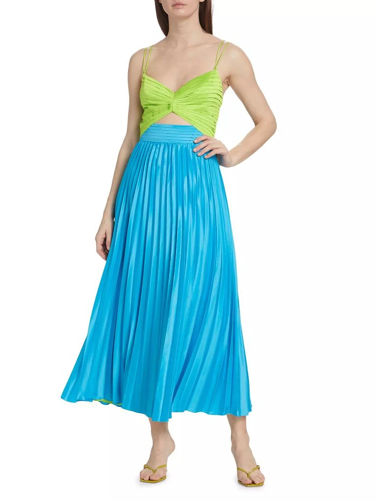AMUR Silas Pleated Colorblocked Midi-Dress 3