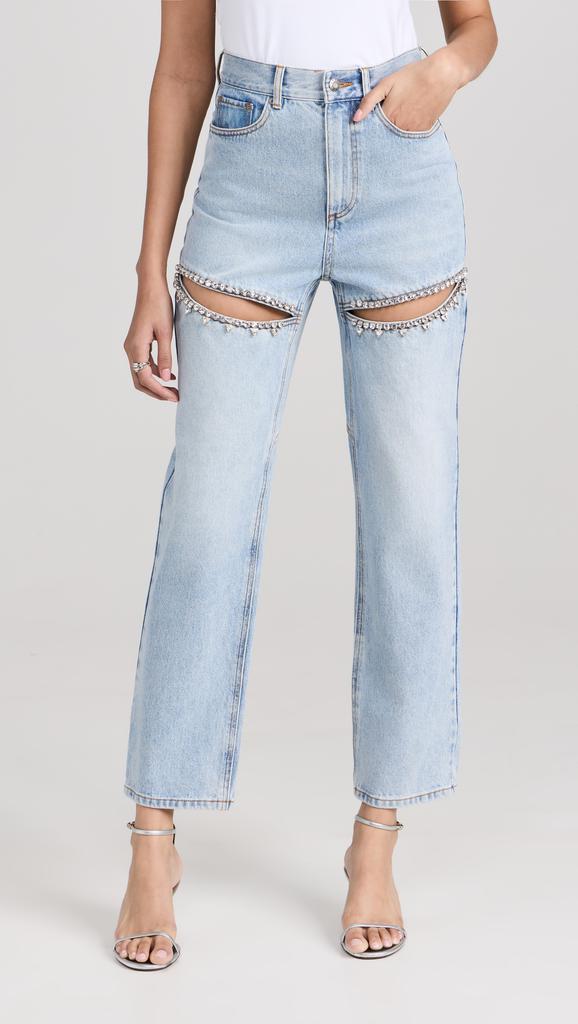 Area Crystal Slit Jeans