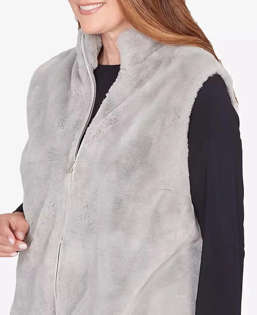 Alfred Dunner Women's  Stockbridge Plush Faux Fur Zip Front Vest Jacket 4