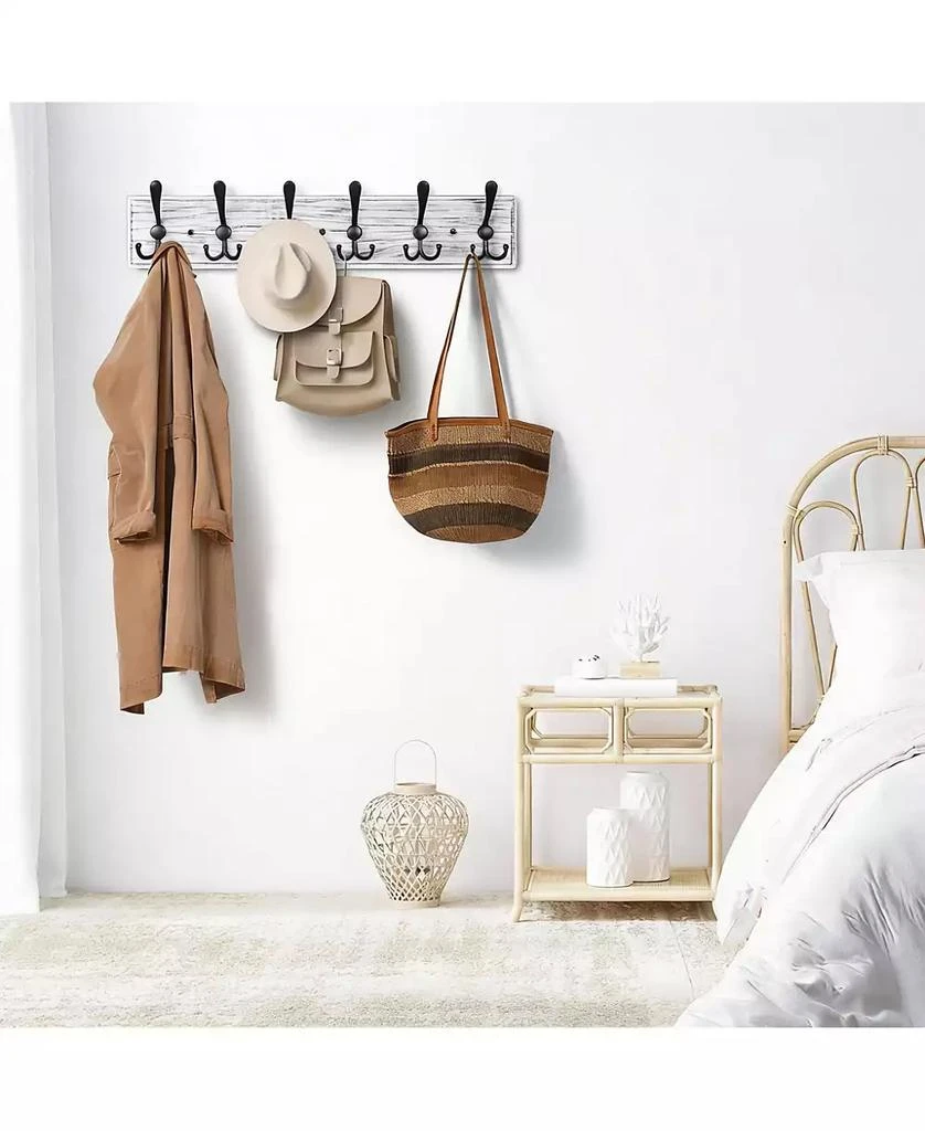 YIGII Wooden Wall Coat Rack with 8 Hooks for Hats Coats 5