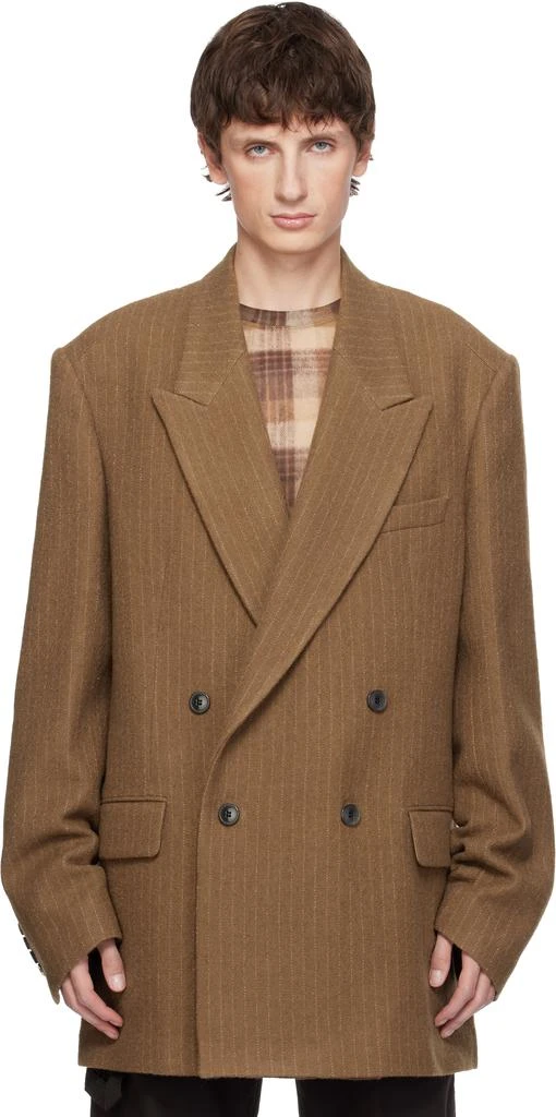 Dries Van Noten Tan Pinstripe Blazer 1