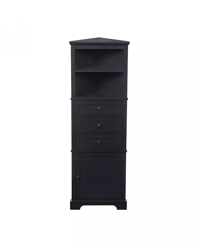 Slickblue Triangle Tall Cabinet with 3 Drawers and Adjustable Shelves for Bathroom and Kitchen