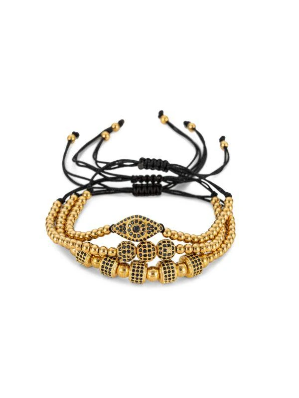 Eye Candy LA Hudson 3-Piece Evil Eye Stretch Beaded Titanium Bracelet 2