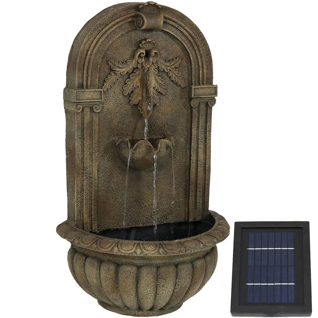 Sunnydaze 27"H Solar-Powered Polystone Florence Outdoor Wall-Mount Water Fountain 1