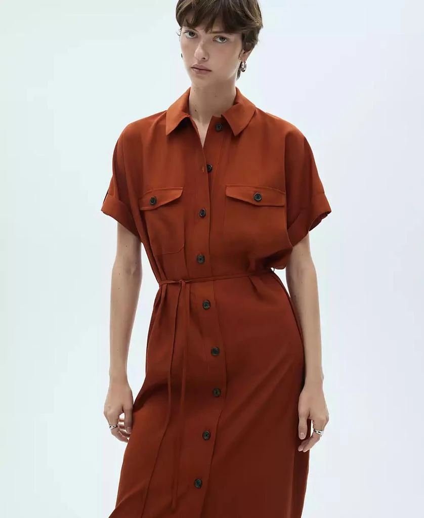 Mango Women's Bow Detail Lyocell Shirt Dress 2