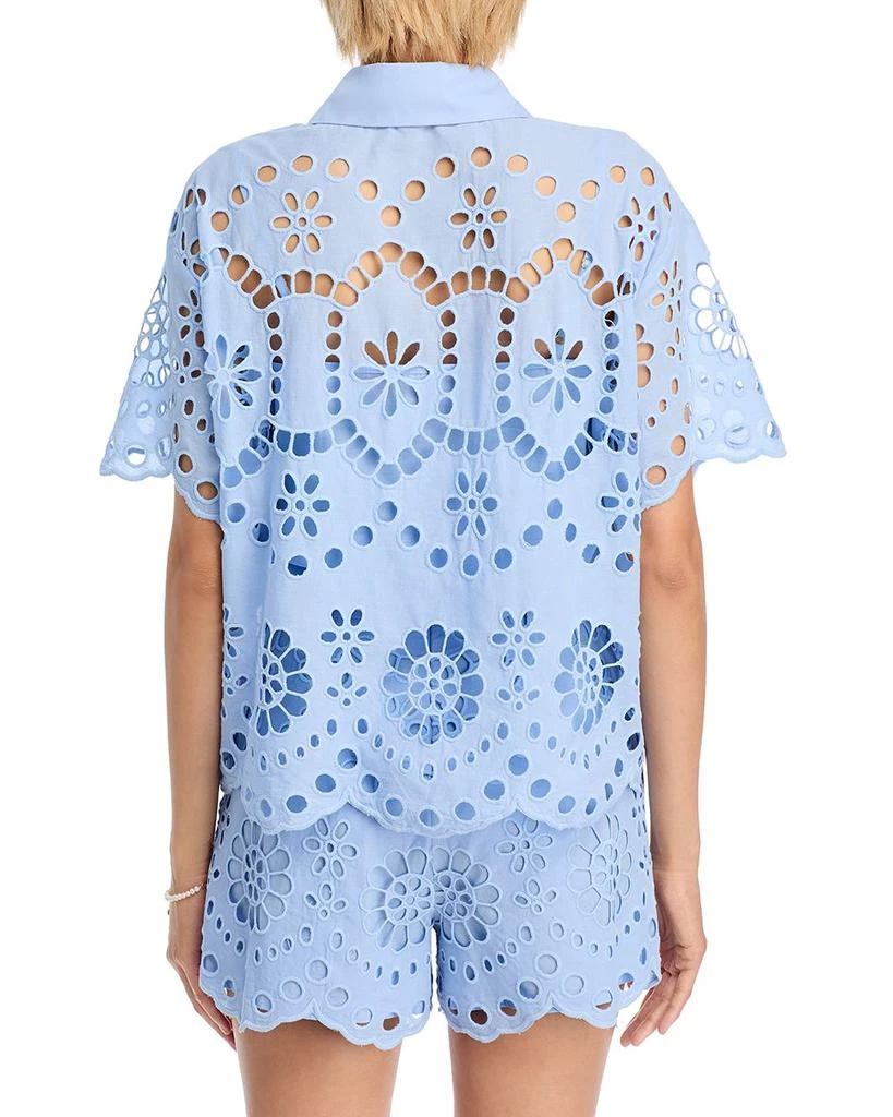AQUA Floral Eyelet Short Sleeve Top - Exclusive 3