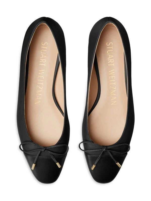 Stuart Weitzman Bow Leather Flat Pumps 4
