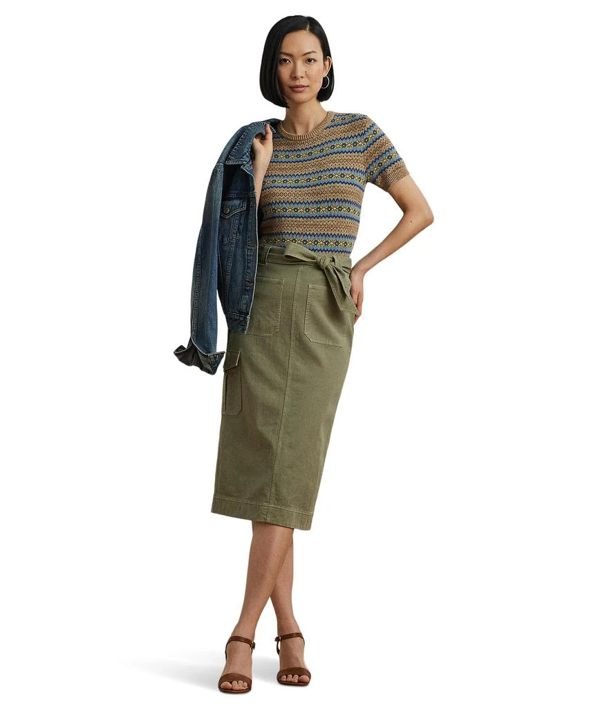 Ralph Lauren Belted Cotton Twill Pencil Skirt 4