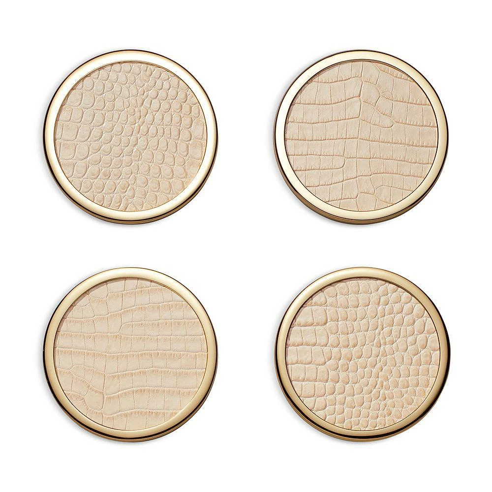 AERIN Classic Croc Embossed Leather Coasters, Set of 4 2