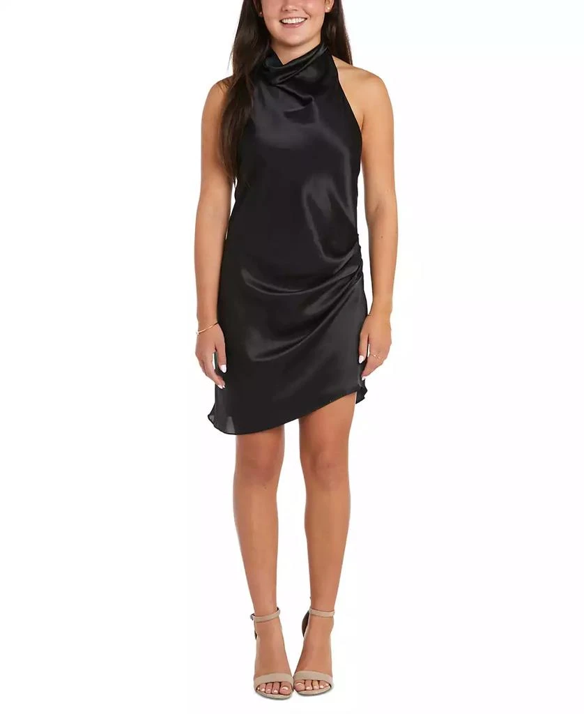 Morgan & Company Juniors' High-Neck Satin Mini Dress 6