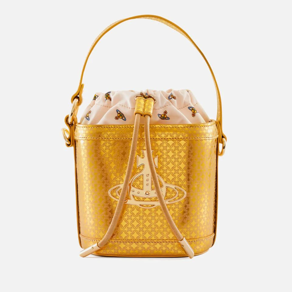 Vivienne Westwood Vivienne Westwood Daisy Drawstring Logo-Jacquard Leather Bucket Bag 1