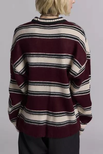 The Ragged Priest The Ragged Priest Embroidered Monogram Striped Crew Neck Sweater 4