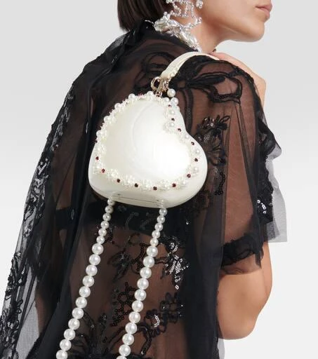 Simone Rocha Heart faux pearl-embellished clutch 2