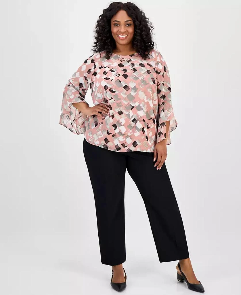 Kasper Plus Size Printed Bell-Sleeve Blouse 2
