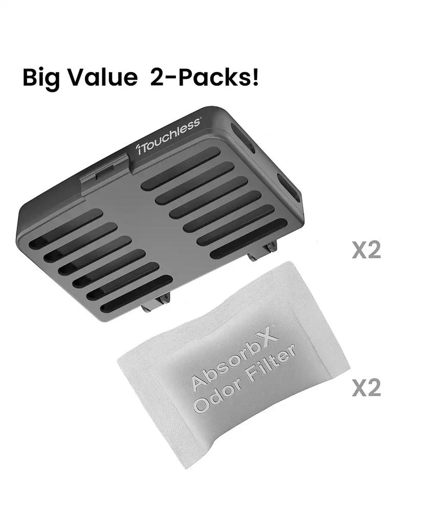 iTouchless AbsorbX Odor Removal Kit Stick On Deodorizer Filters Eliminate Trash Can Diaper Pail Smell 6