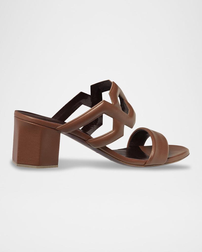 Bougeotte Leather Block-Heel Slide Sandals