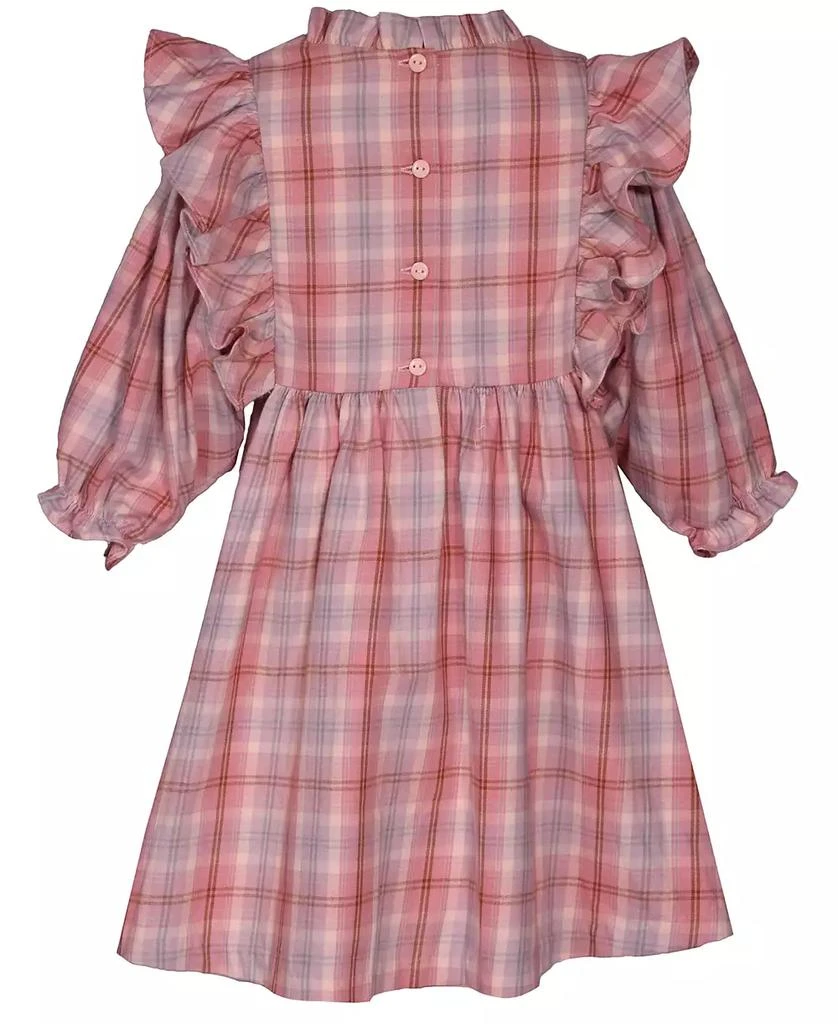 Bonnie Jean Little Girls Pinafore Ruffled Plaid Smocked Dress 3