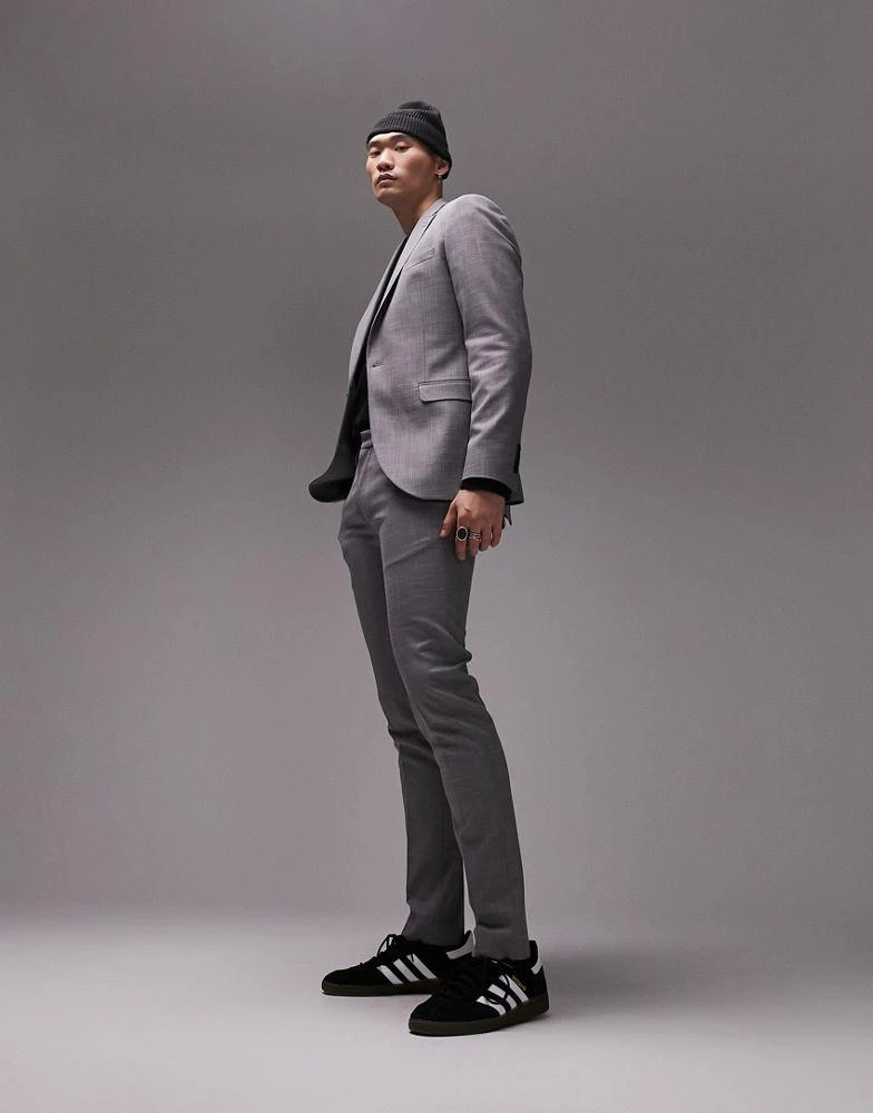 Topman Topman stretch super skinny suit trousers in grey 1