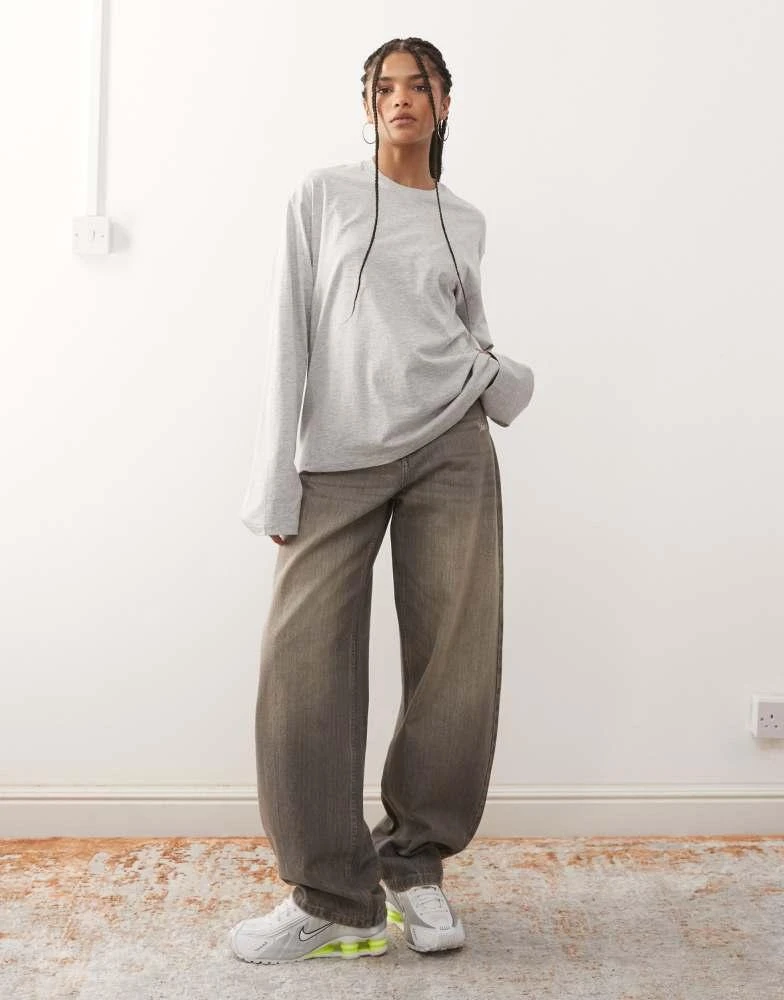 Weekday Weekday oversized boxy fit long sleeve t-shirt in grey melange 3