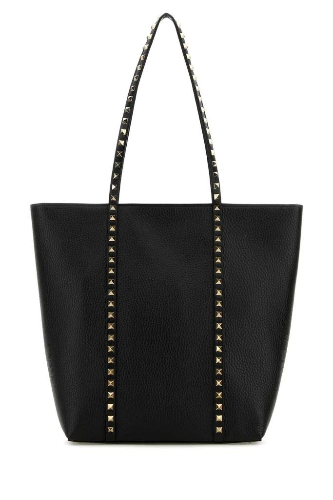 Valentino BLACK LEATHER ROCKSTUD SHOPPING BAG 1
