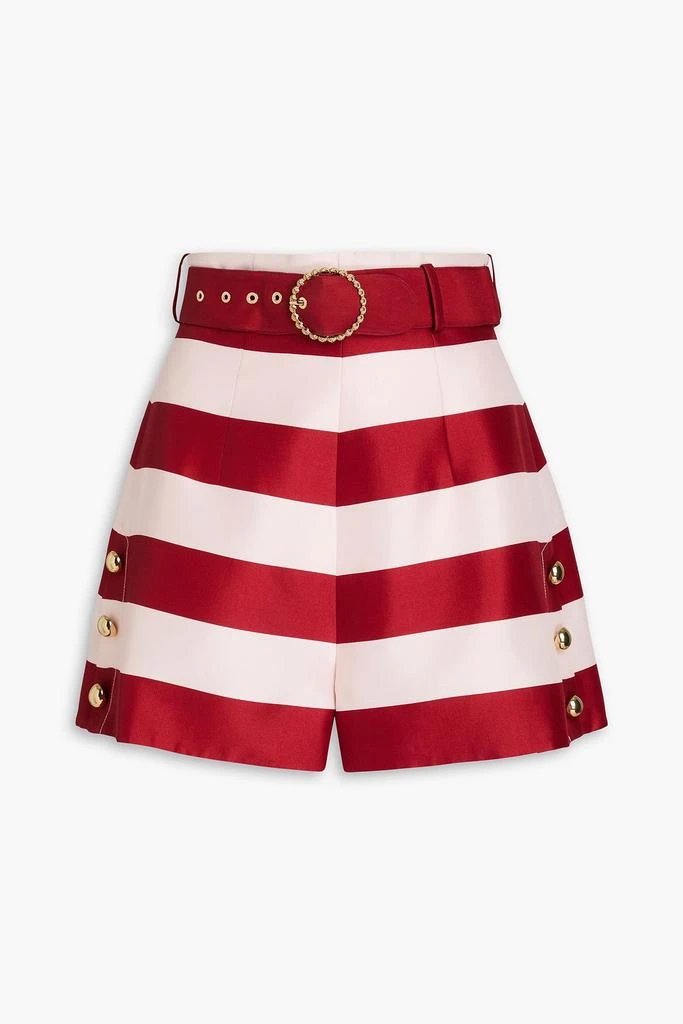 ZIMMERMANN Belted striped silk-satin shorts 1