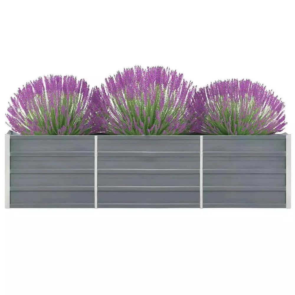 vidaXL Raised Bed Grey Galvanized steel 94.5 x 15.7 x 17.7 in Durable 2