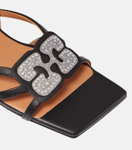 Ganni Embellished faux leather sandals - Sandals - BeyondStyle