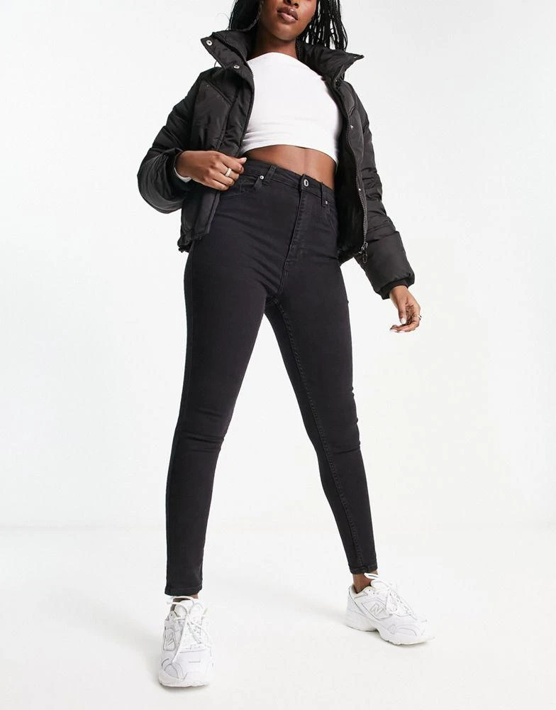 Bershka Bershka high waist skinny jean in black 4