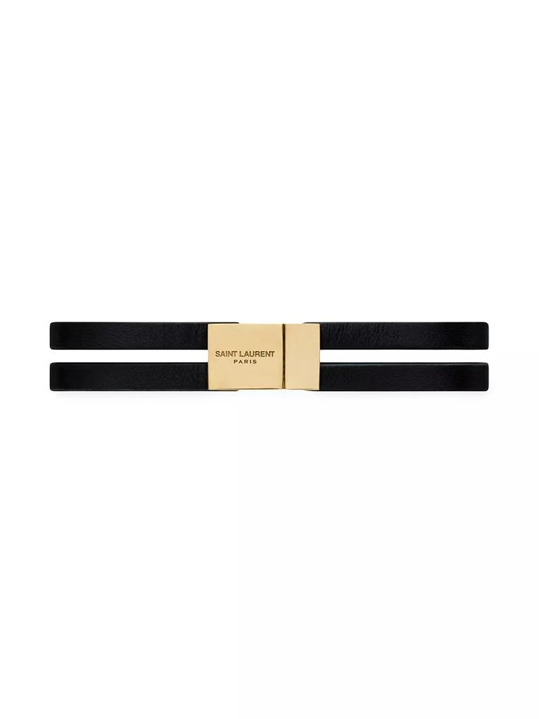 Yves Saint Laurent Cassandre Double-Strand Bracelet in Leather And Metal 4