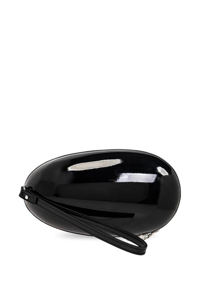 【DIESEL】1DR FOLD CLUTCH BAG BLACK Women's 1-DR Fold-Structured oval clutch in glossy PU
