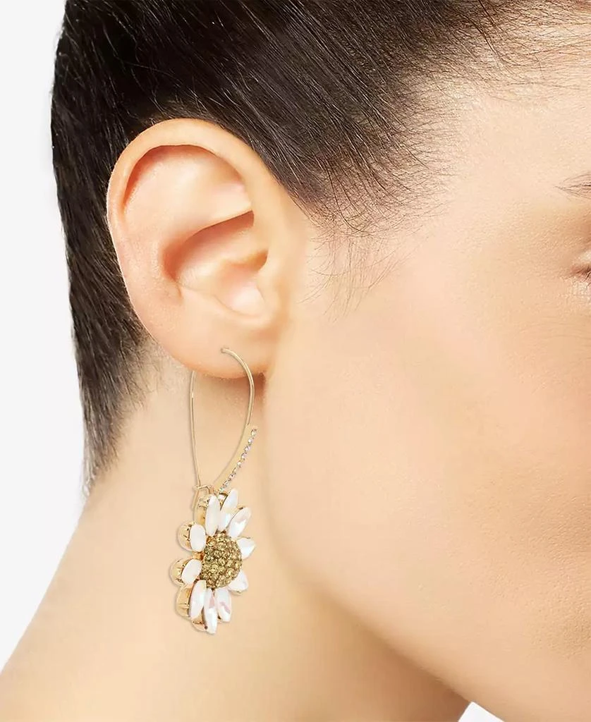 Betsey Johnson Pave Daisy Flower Long Drop Earrings 2