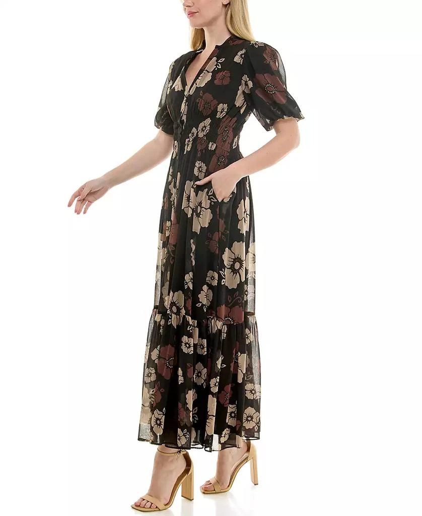 Taylor Women's Printed Puff Sleeve Fit & Flare Dress 4
