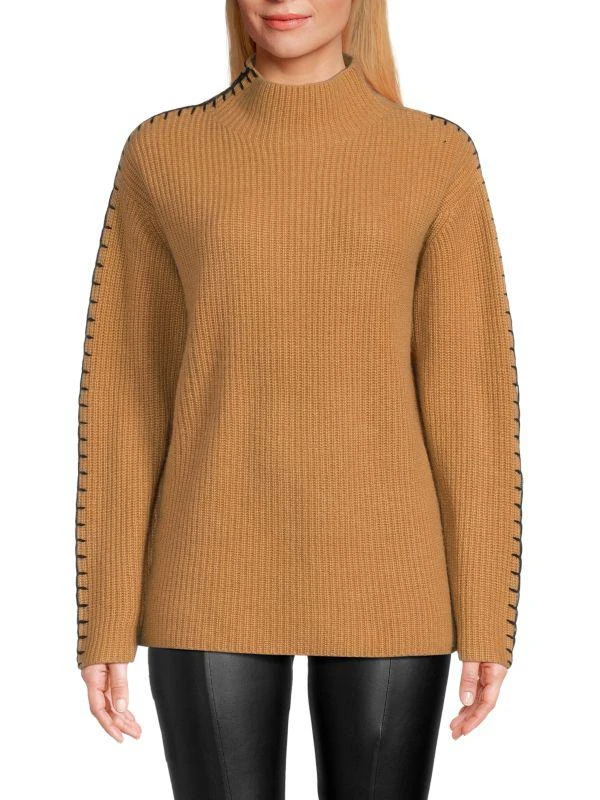 Saks Fifth Avenue 100% Cashmere Funnel Neck Sweater 1