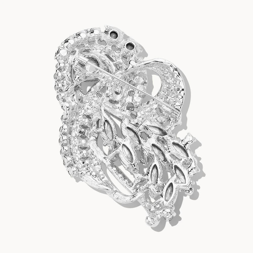 FASHNZFAB Marquise Stone Embellished Rhinestone Paved Knot Pin Brooch 2