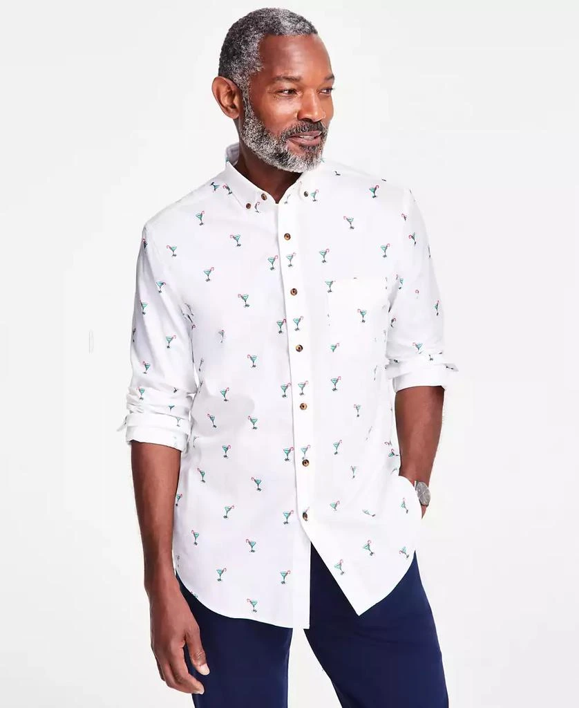 Club Room Men's Brushed Cotton-Blend Candy-Cane Print Shirt, Exclusively at Macy's 1