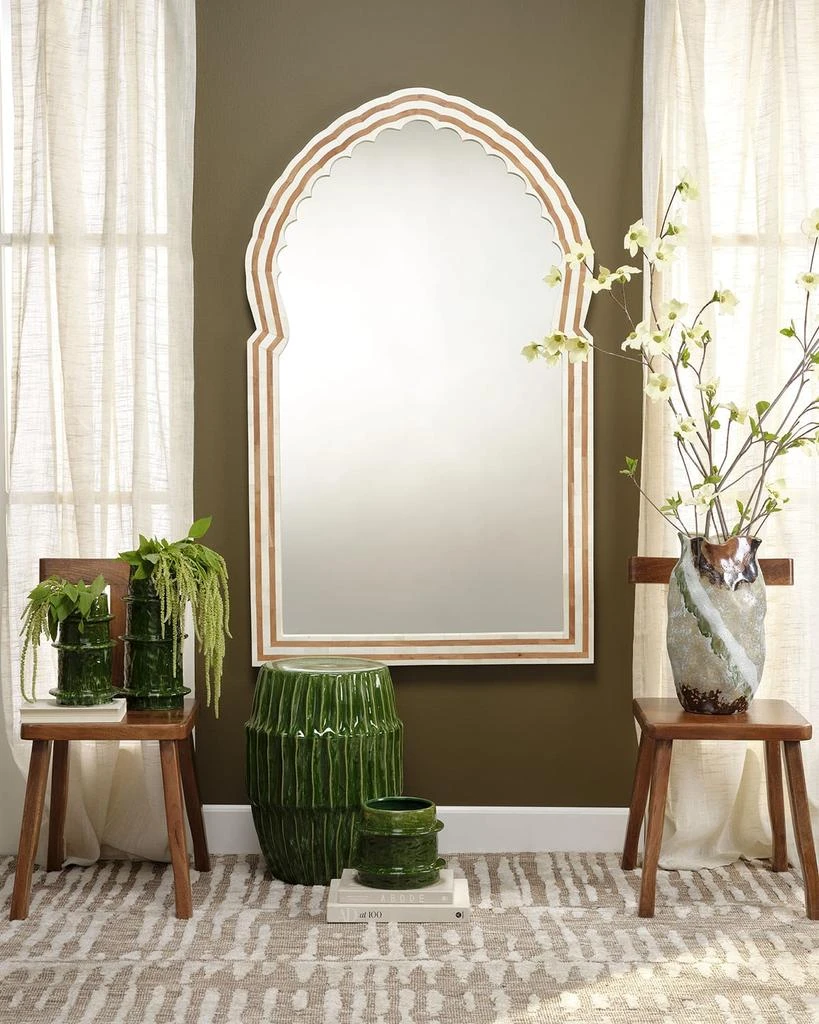 Jamie Young Bardot 60" Bone & Wood Wall Mirror 2