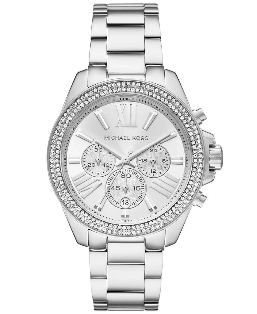 Michael Kors Women's Wren Chronograph Silver-Tone Stainless Steel Watch 42mm 1