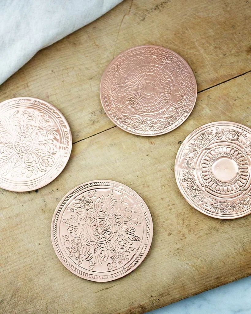 Coppermill Kitchen Vintage-Inspired Copper Coasters, Set of 4 2