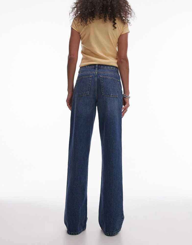 Topshop Topshop mid rise wide leg jean in mid blue 2
