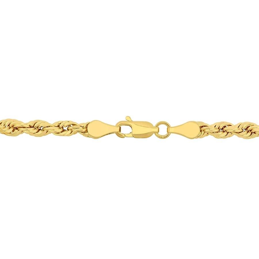 Amour Men
s Rope Chain Bracelet In 10K Yellow Gold (4 Mm/9 Inch)