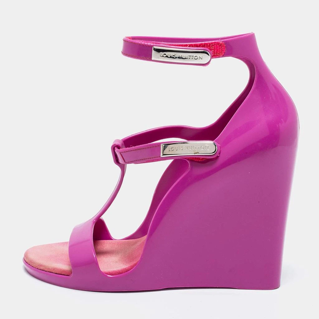 Louis Vuitton Louis Vuitton Purple Rubber Ankle-Strap Wedge Sandals Size 37 1