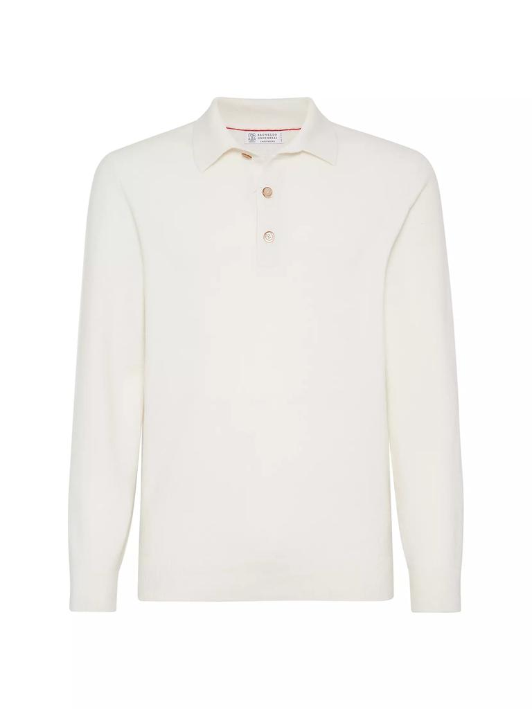Brunello Cucinelli Cashmere Waffle Stitch Knit Polo Sweater