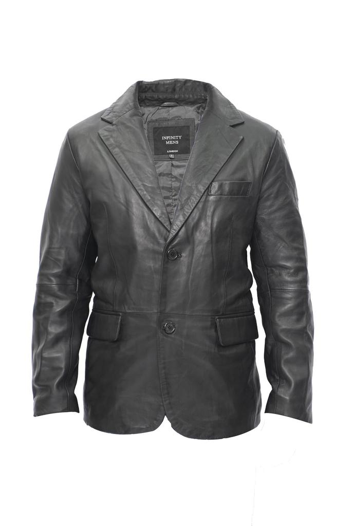 Infinity Leather Men's 2 Button Leather Blazer Jacket-Hamilton