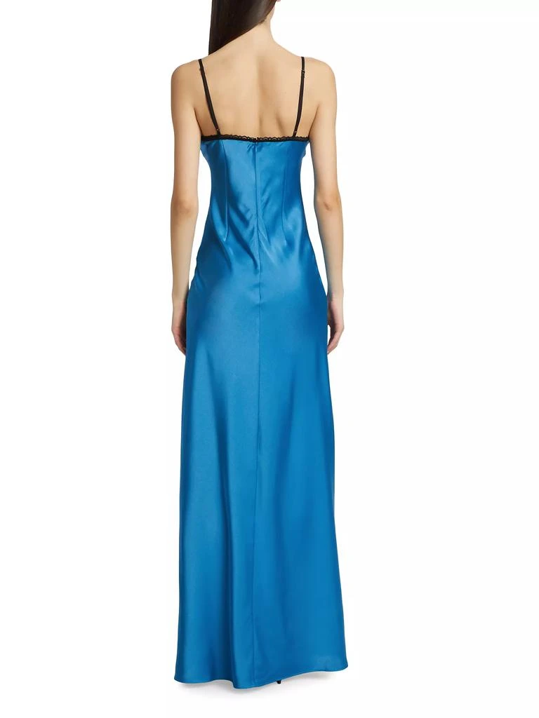 Ronny Kobo Malo Colorblocked Lace-Trimmed Satin Maxi Dress 5