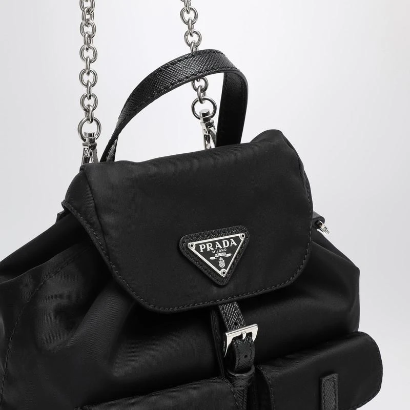 Prada Mini black Re-Nylon backpack with logo 7