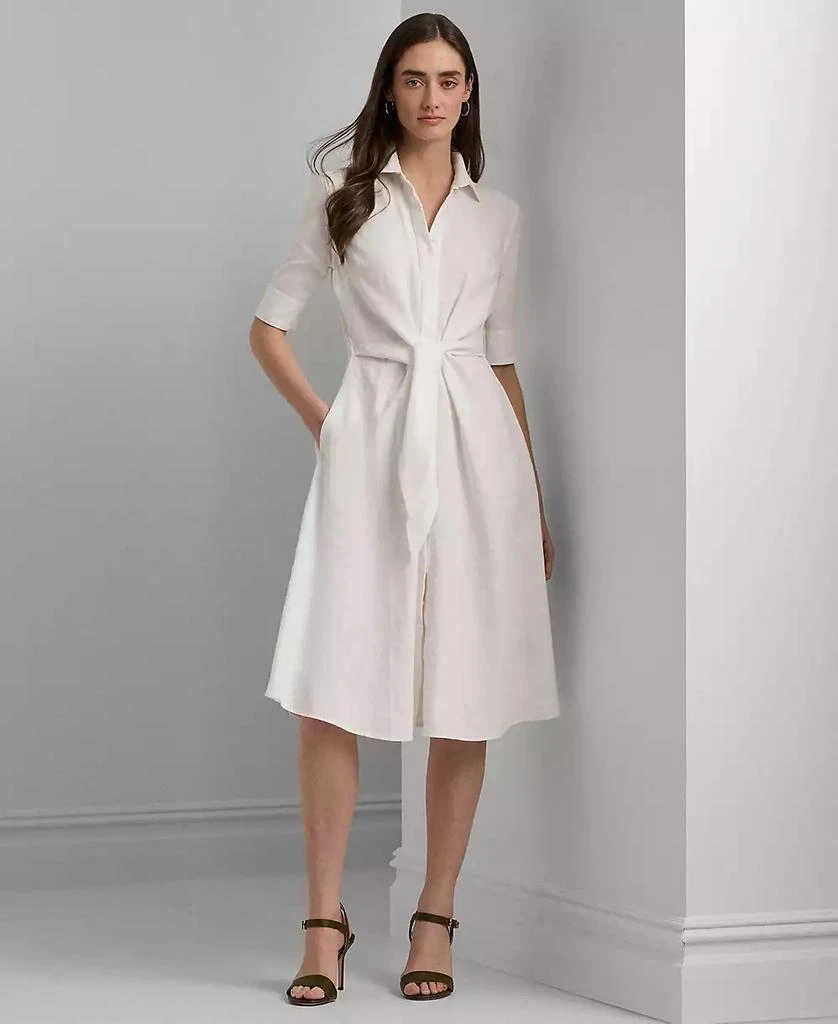 Ralph Lauren Petite 100% Linen Fit & Flare Shirtdress - Dresses & Skirts -  Free Shipping - BeyondStyle