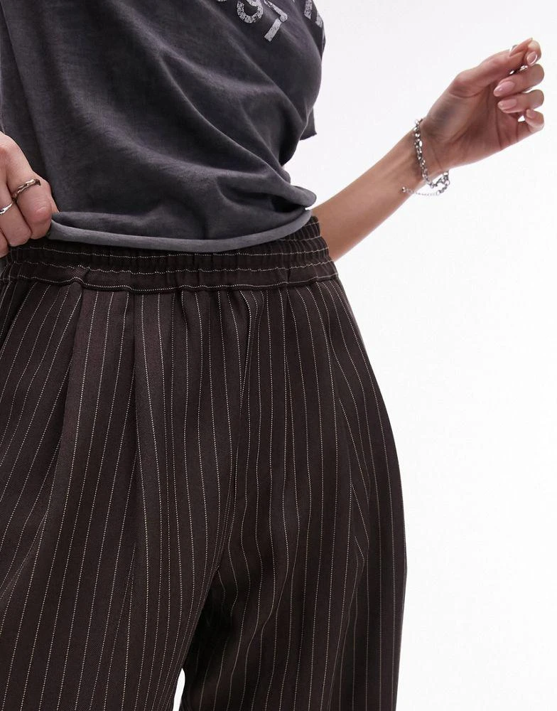 Topshop Topshop pinstripe smart jogger in chocolate 4