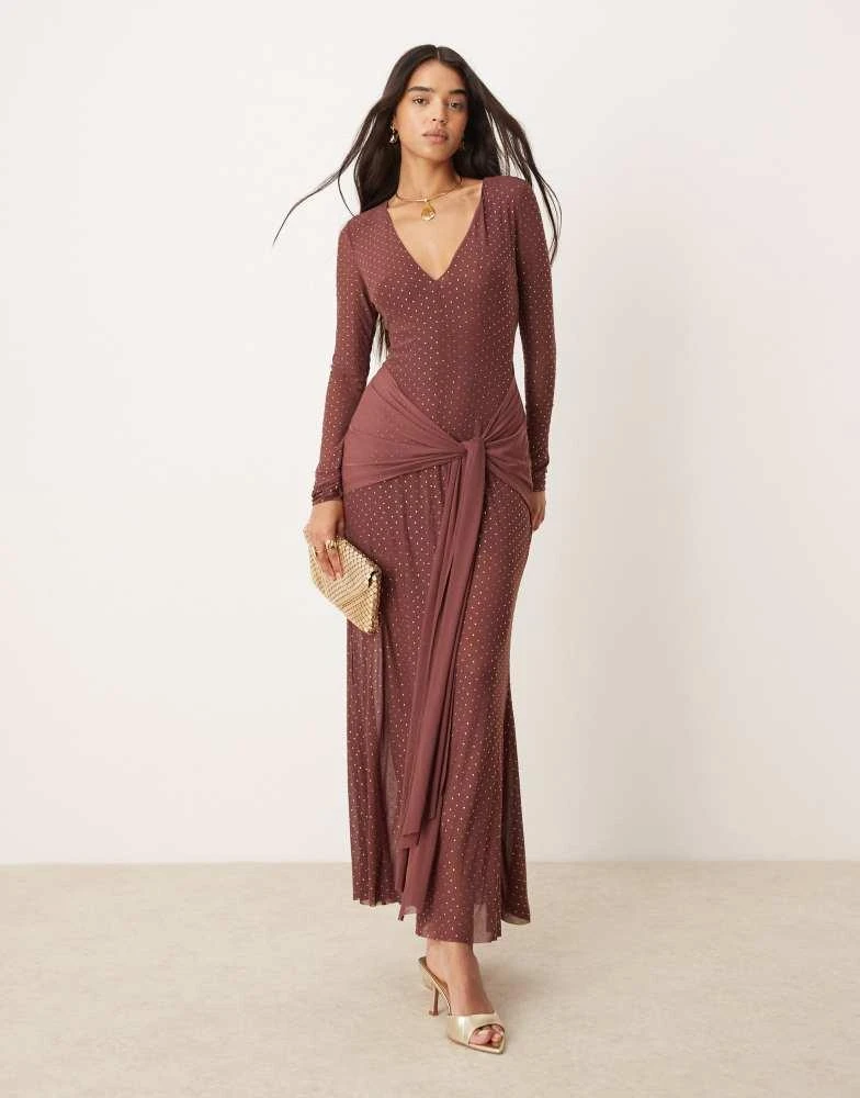 chinese dress ladies Robyn Long Sleeve Mini Dress Choc Harding Ditsy main image 0